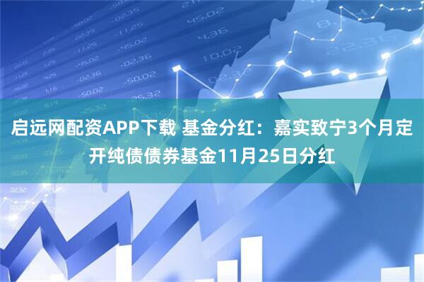 启远网配资APP下载 基金分红：嘉实致宁3个月定开纯债债券基金11月25日分红