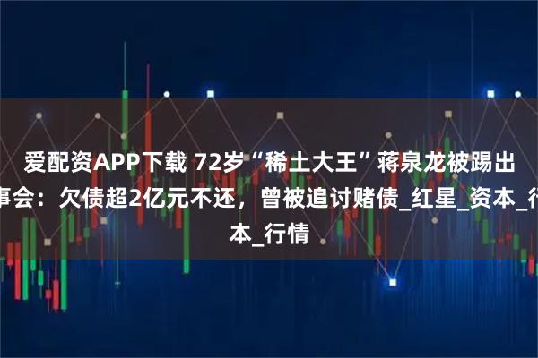 爱配资APP下载 72岁“稀土大王”蒋泉龙被踢出董事会：欠债超2亿元不还，曾被追讨赌债_红星_资本_行情